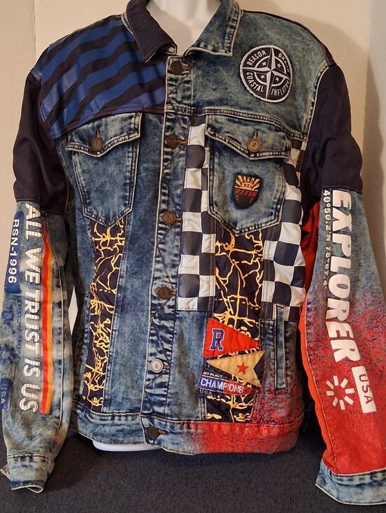 Reason Other - Men's Multicolor Patchwork REASON Denim Jacket - Casual Explorer  XL COASTAL